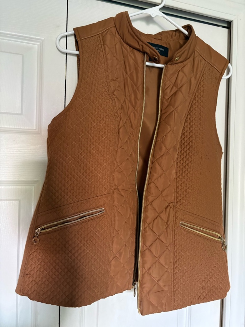 Marc New York Quilted Sleeveless Vest in Camel Brown